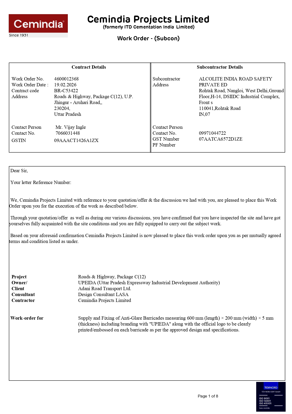 Cemindia Projects Limited