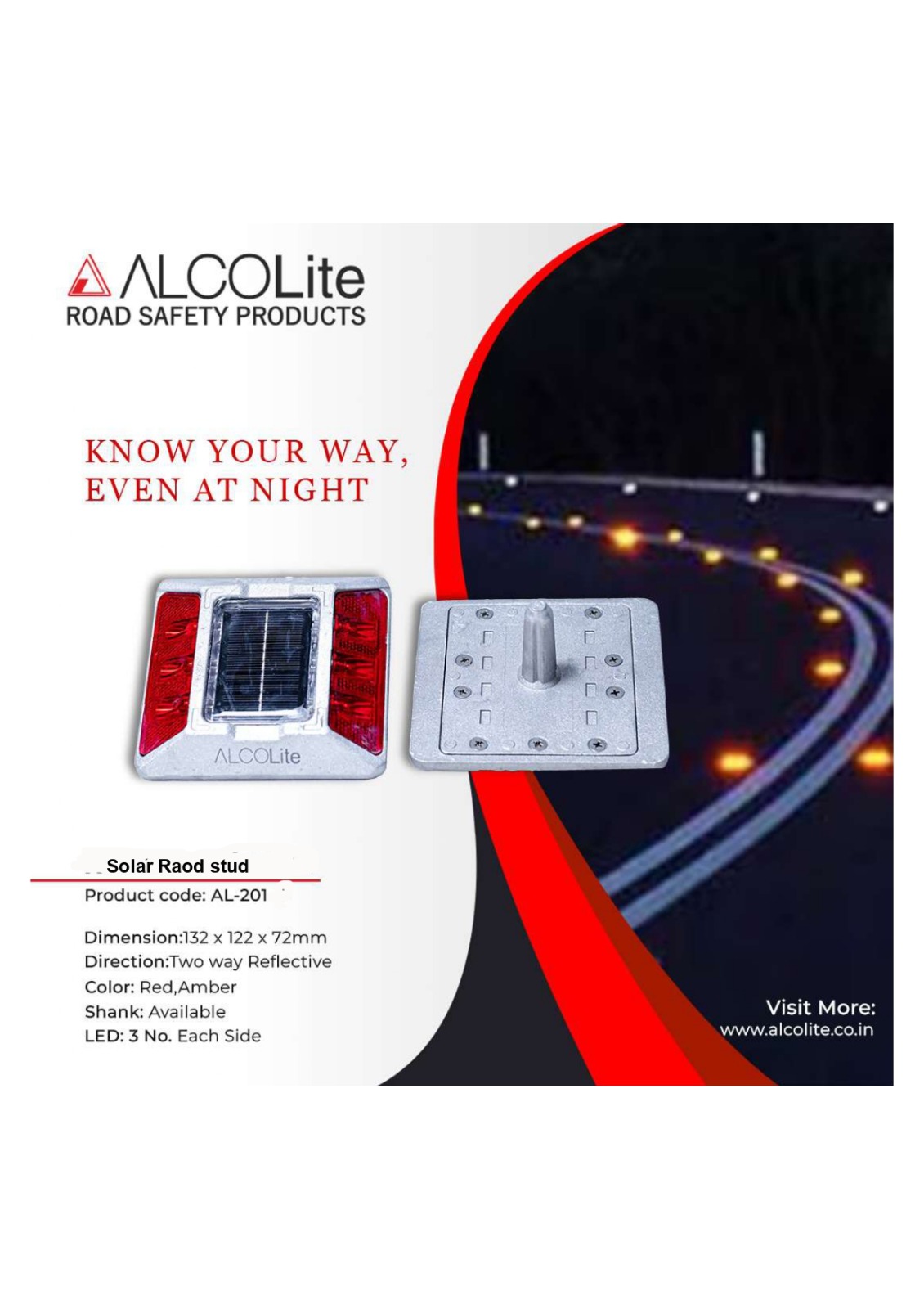 AL 201 Aluminium Solar Road Stud